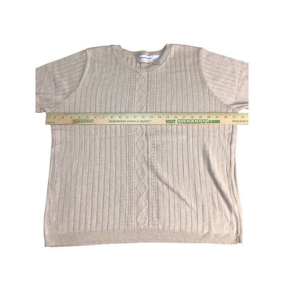 Plus Size 2X Alfred Dunner Lightweight Tan Short Sleeve Sweater - Picture 5 of 6